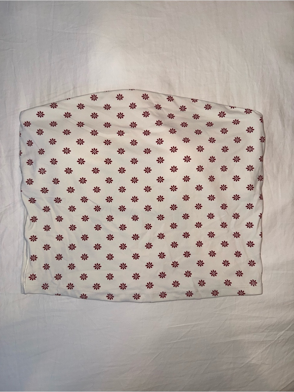 aerie Cream Strapless Tank with Red Daisy Print